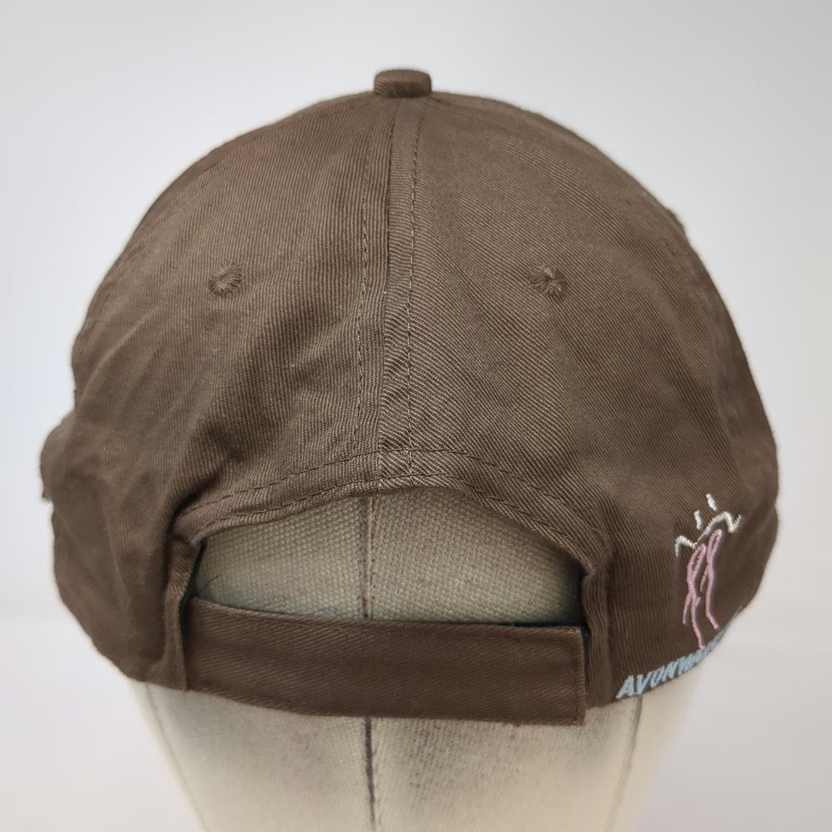 Avon Baseball Cap Brown One Size Breast Cancer Awareness Ribbon Enamel Pin Hat
