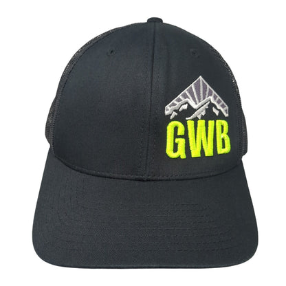 GWB Snapback Mesh Back Trucker Hat Black One Size Embroidered Logo