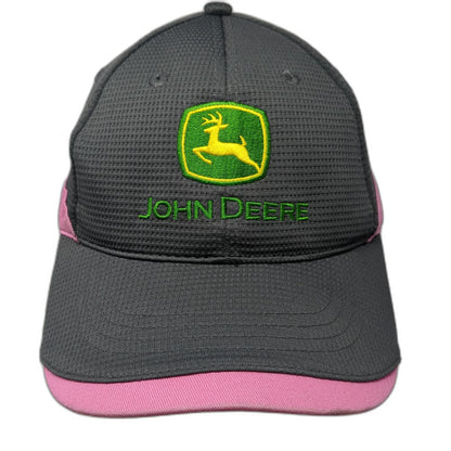 John Deere Baseball Cap Gray Pink One Size Slideback Waffle Texture Logo Hat