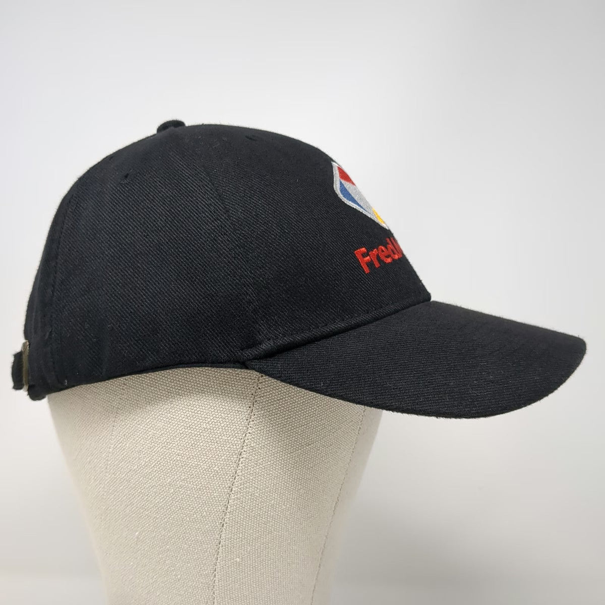 Fred Meyer Logo Black Baseball Cap One Size Slideback Strap Hat Retail Promo