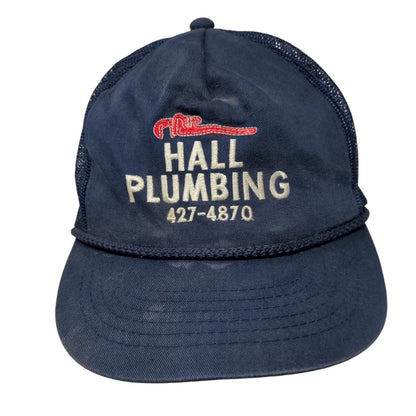 Hall Plumbing Snapback Mesh Back Rope Trucker Hat Blue OSFA Embroidered