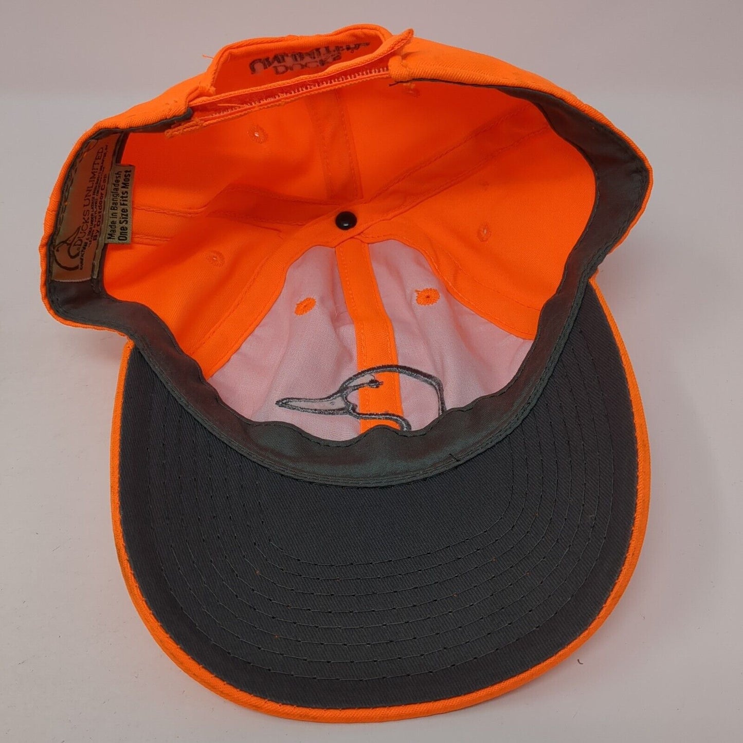Ducks Unlimited Strapback Hat Orange One Size Adjustable Embroidered Outdoor Cap
