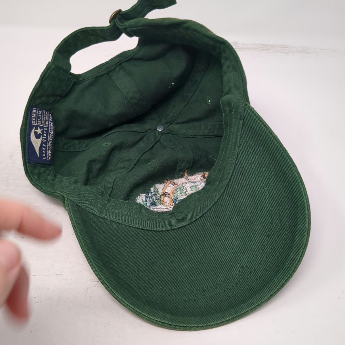 Lucky Stars Baseball Cap Green One Size Idaho Landscape Graphic Slideback Hat
