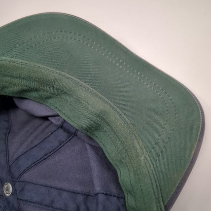 Eddie Bauer Blue Baseball Cap One Size Leather Strapback Made USA Hat Vintage