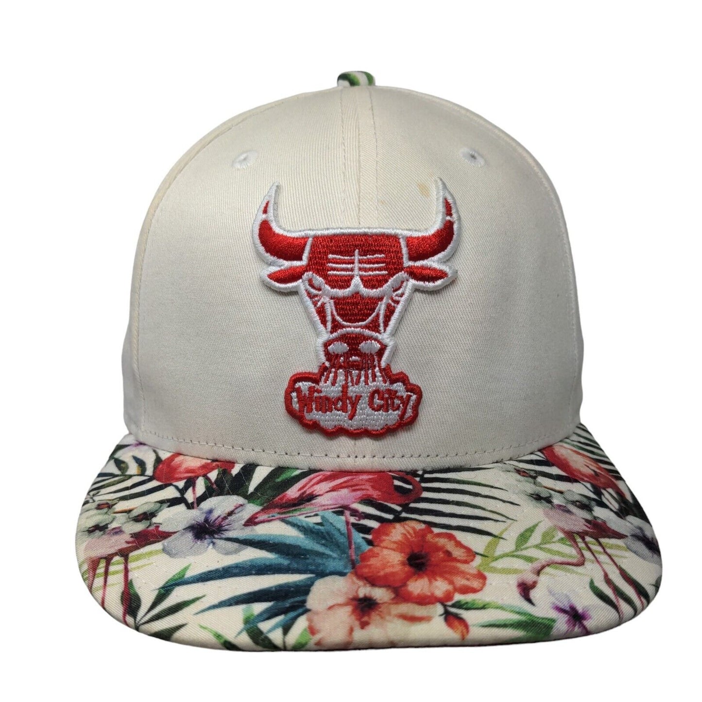 New Era Men's Snapback Hat Tan OSFM Chicago Bulls Windy City Logo Floral