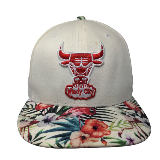 New Era Men's Snapback Hat Tan OSFM Chicago Bulls Windy City Logo Floral