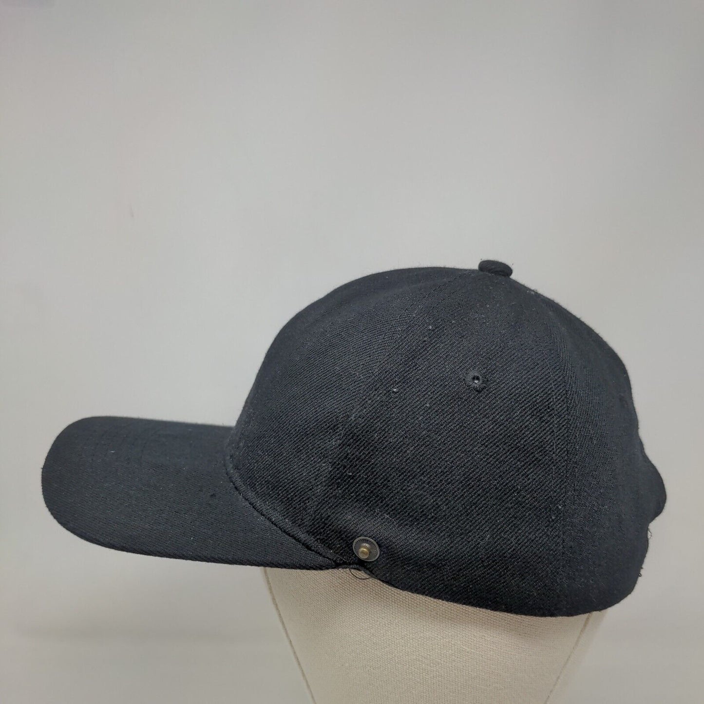 Unbranded Strapback Hat Black One Size Vent Holes 6 Panel Blank Solid