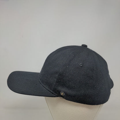 Unbranded Strapback Hat Black One Size Vent Holes 6 Panel Blank Solid
