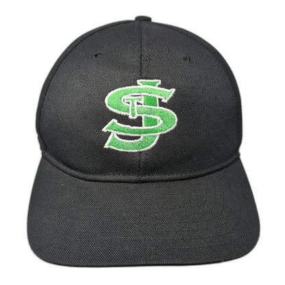 DeLong Snapback Hat Black Green White Size L SJ Falcons Logo Poly Wool Blend
