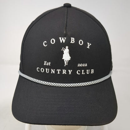 Cowboy Country Club 5 Panel Black Hat One Size Braided Rope Snapback Golf Cap