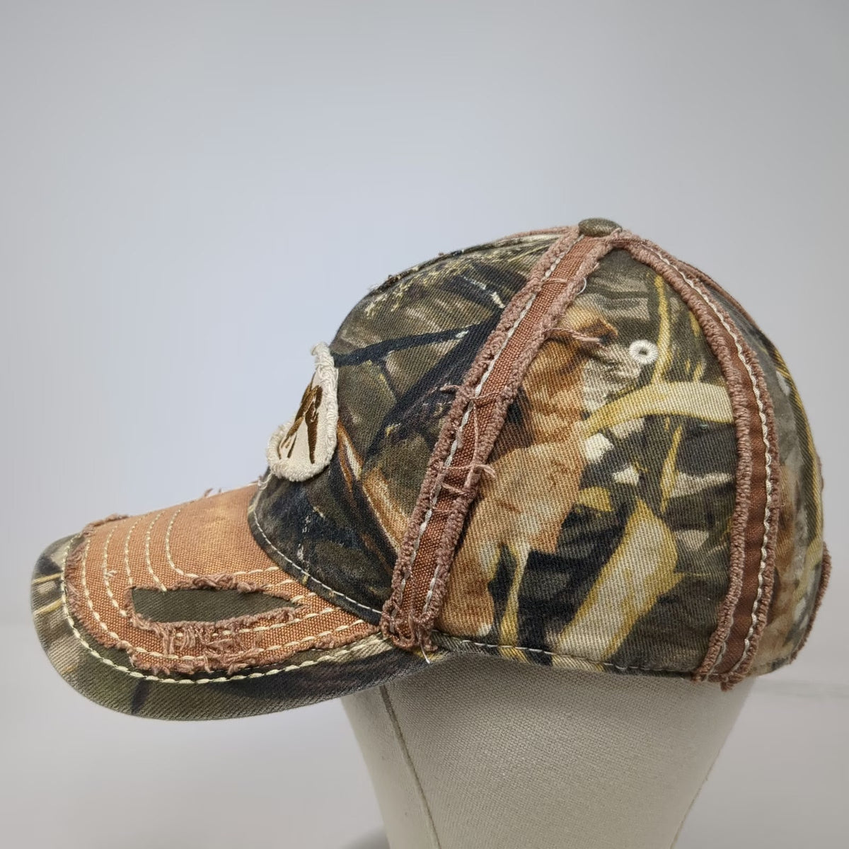 Duck Commander 5 Panel Green Camo One Size Distressed Strapback Hunting Hat
