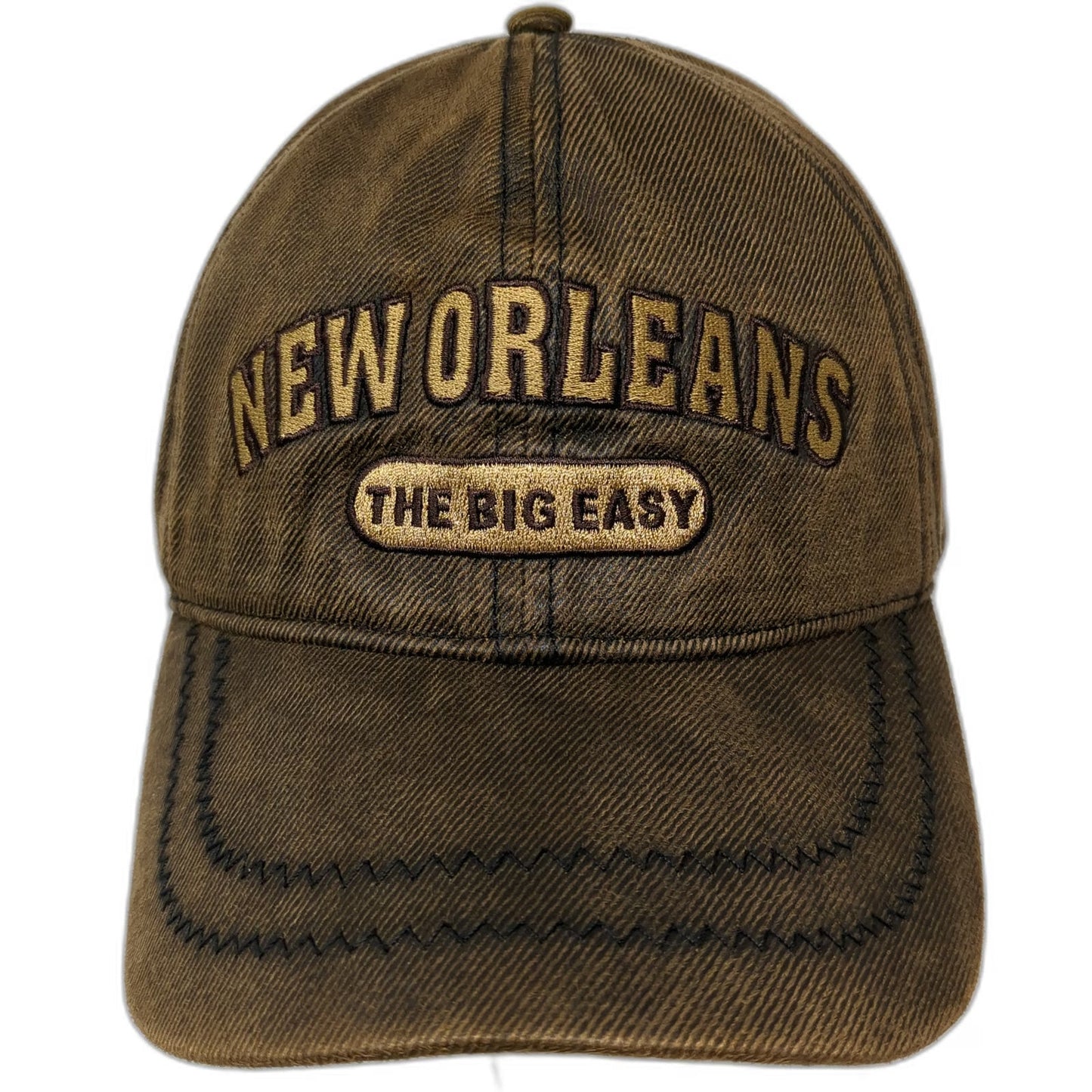 Raw Ma Snapback Hat Brown One Size New Orleans The Big Easy Embroidered Stitch