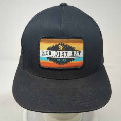 Red Dirt Hat Company Trucker Hat Black One Size Snapback Patch Logo Mesh Back