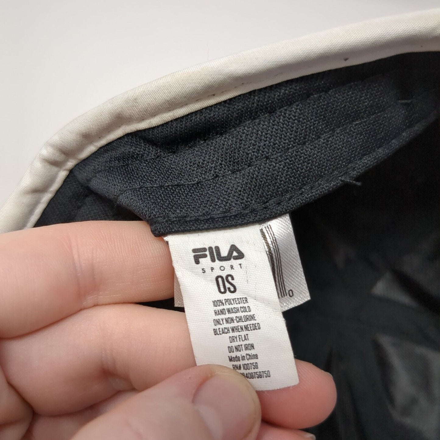FILA Sport Strapback Hat Black One Size Adjustable Embroidered Polyester