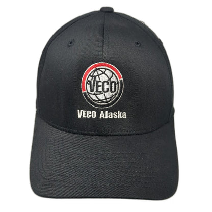Flexfit Baseball Cap Black XL VECO Alaska Oil Field Services Fitted Hat Logo