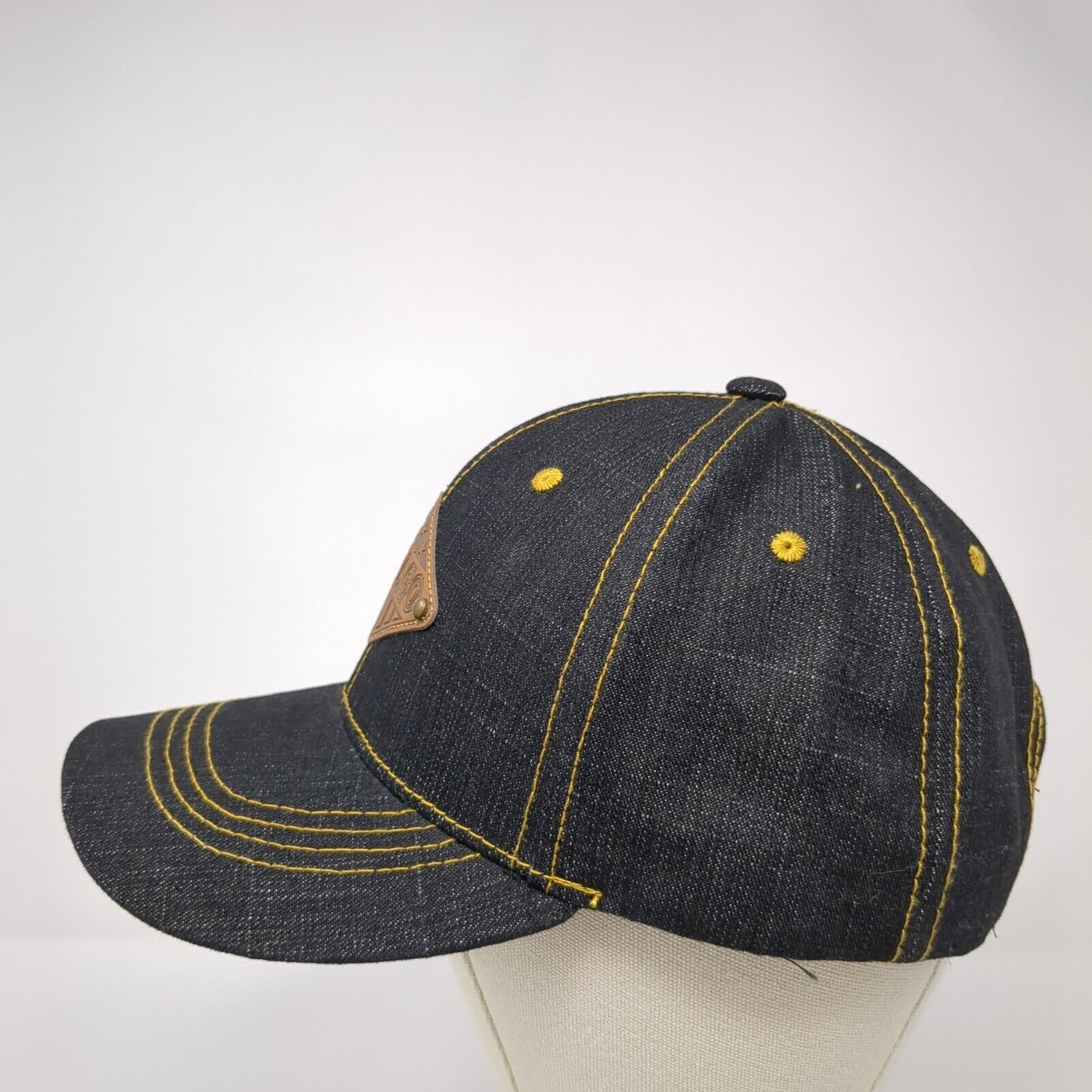 Chicago Strapback Hat Blue OS Adjustable Embroidered Leather Patch Pit Bull