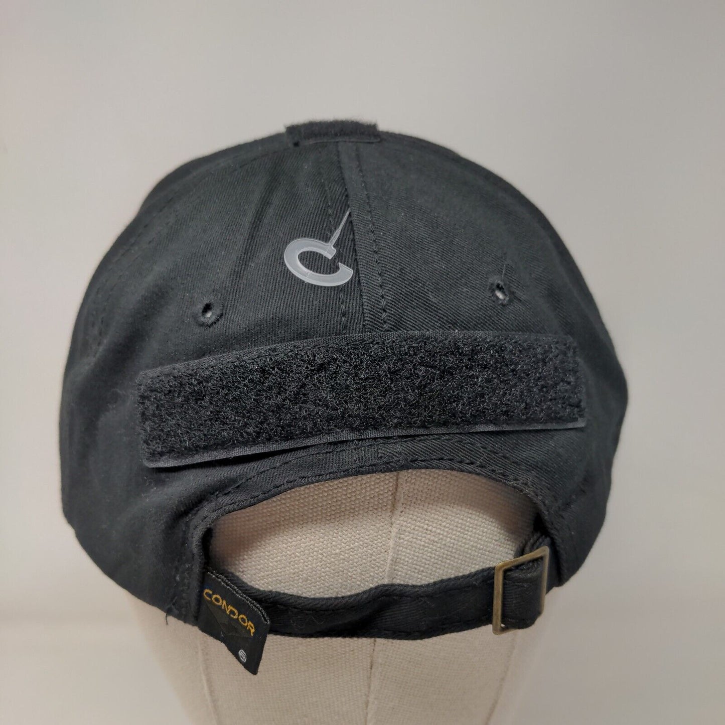 Condor Slideback Hat Black One Size Adjustable Patch Logo 6 Panel Cotton