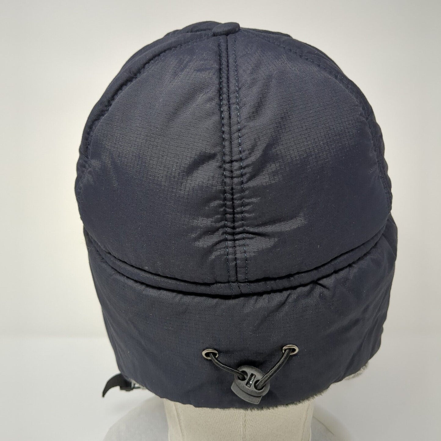 Supplex Fitted Trapper Hat Blue One Size Ear Flap Chin Strap Faux Fur