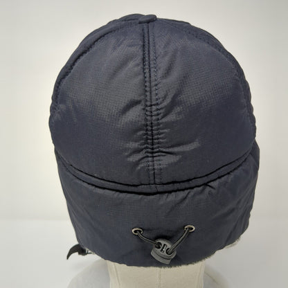 Supplex Fitted Trapper Hat Blue One Size Ear Flap Chin Strap Faux Fur