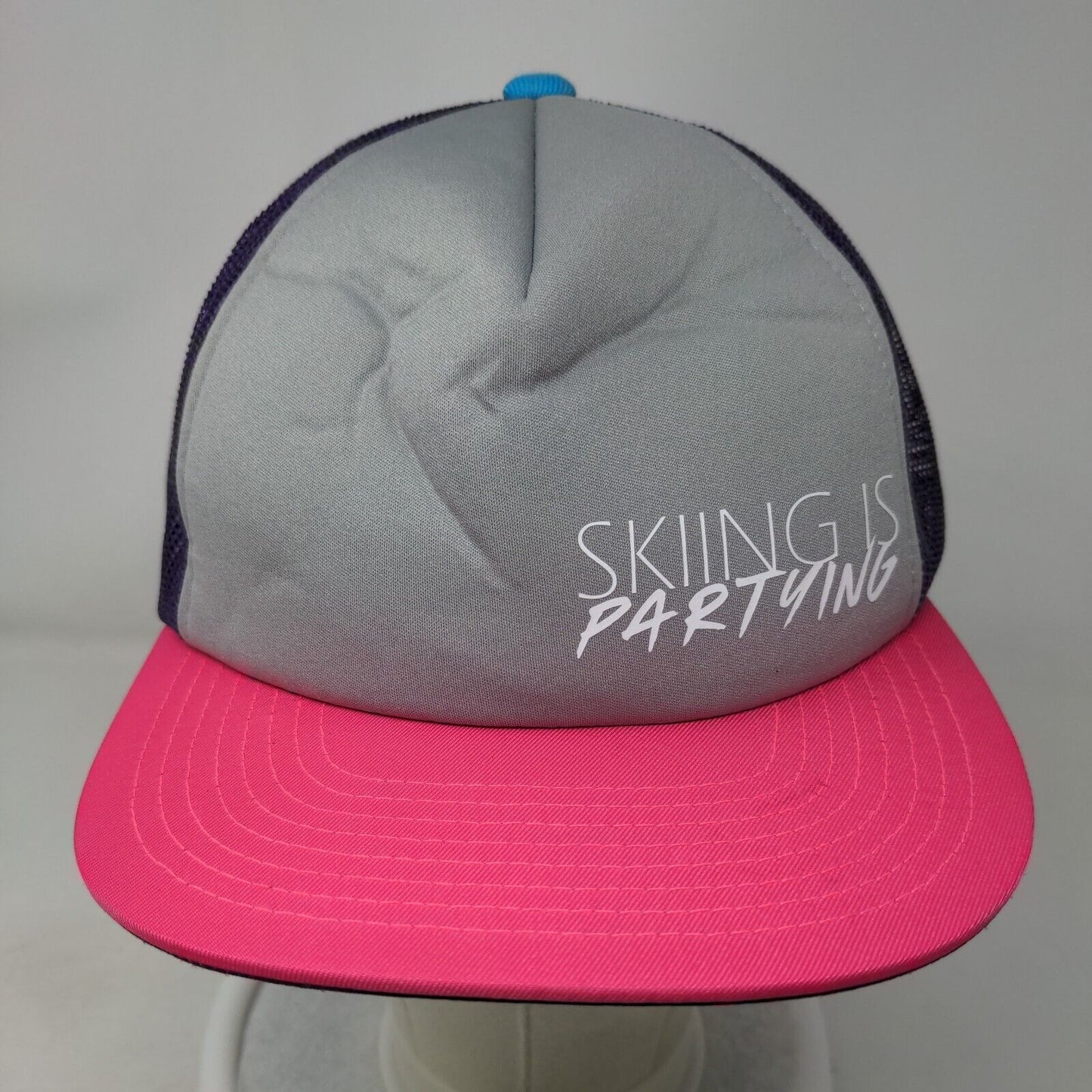 Skiing is Partying Snapback Trucker Hat Multicolor OS Mesh Back Crush Groovin