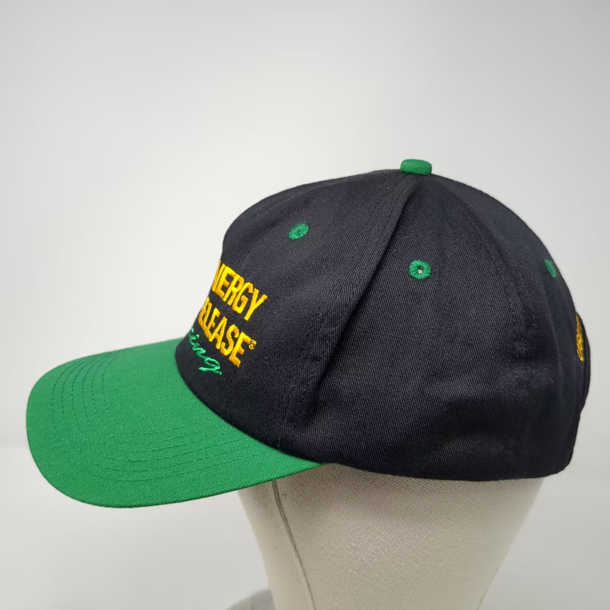 Energy Release Racing Snapback Hat Black Green One Size Embroidered Adjustable