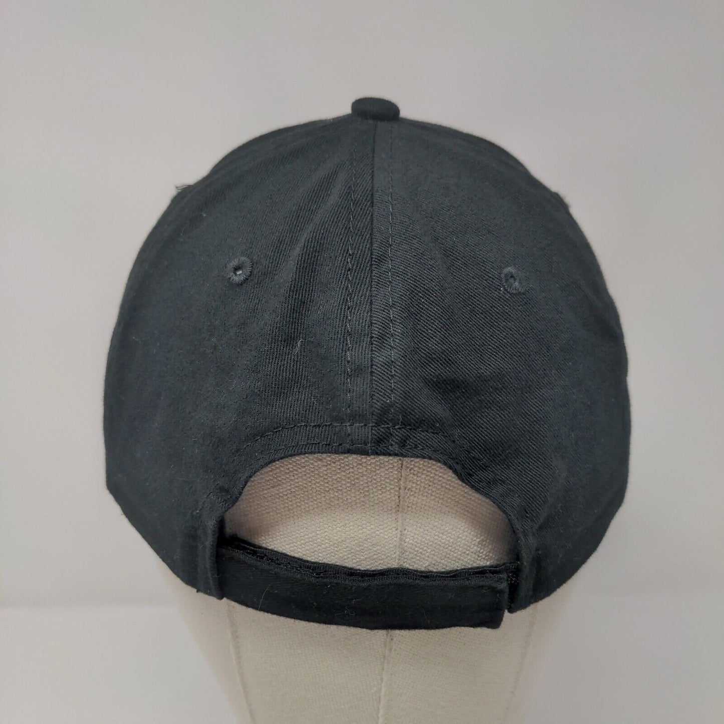 Unbranded Strapback Hat Black One Size Adjustable Embroidered 6 Panel Cotton