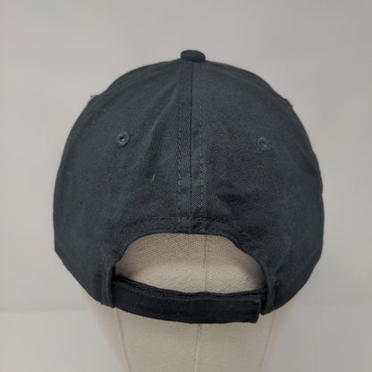Unbranded Strapback Hat Black One Size Adjustable Embroidered 6 Panel Cotton