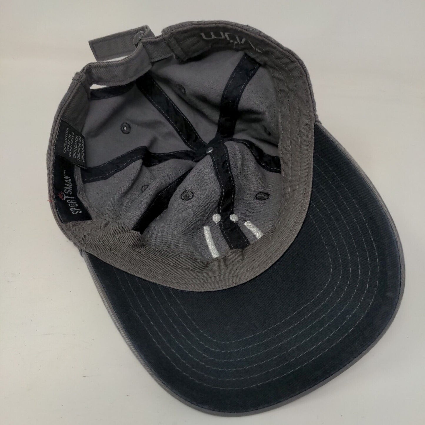 Ü Slideback Hat Gray One Size Adjustable Embroidered Vented Holes Sportsman