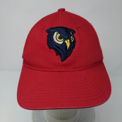 Owl Strapback Hat Red OSFM Adjustable Embroidered Outdoor Cap