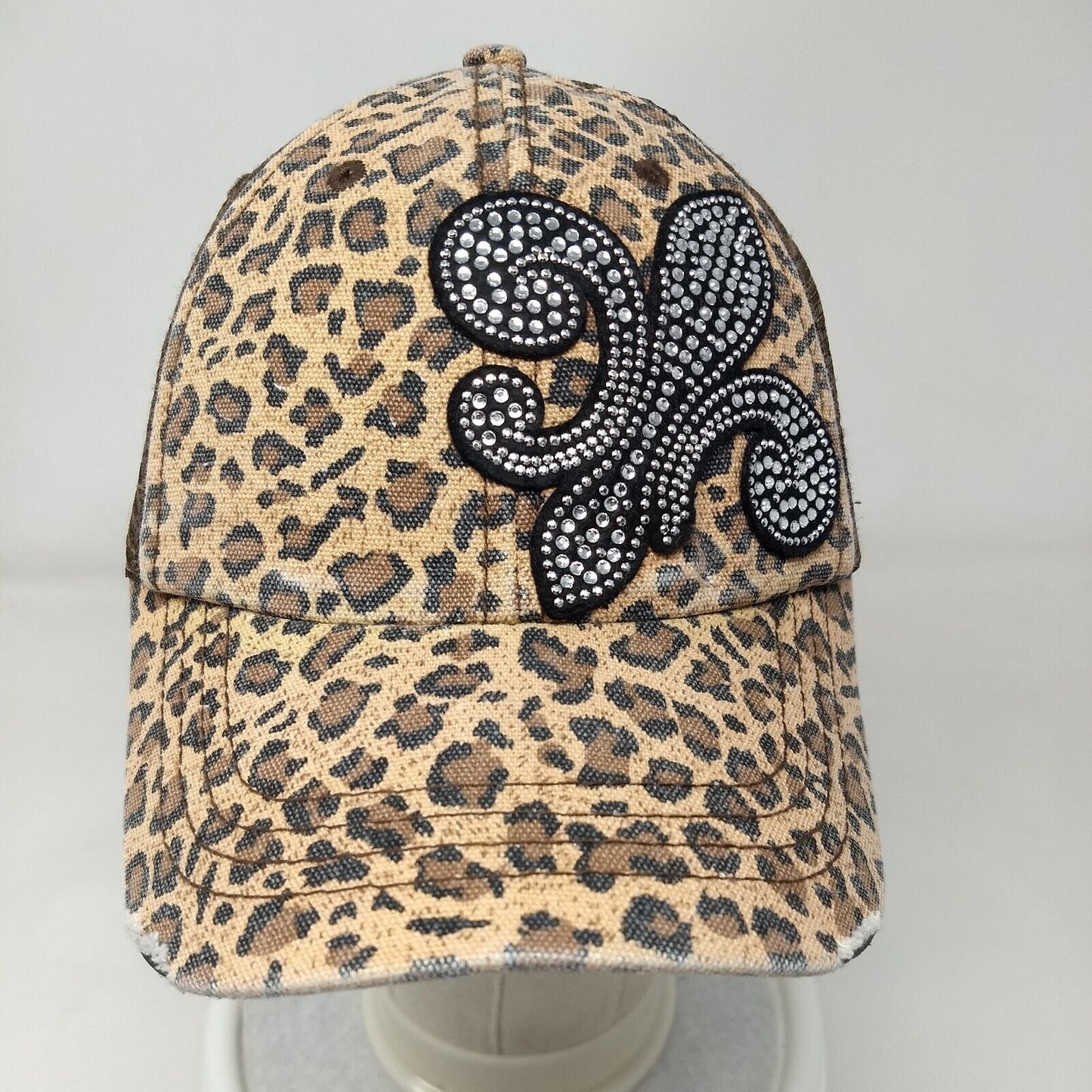 Fleur-de-lis Bling Snapback Trucker Hat Multi OSFA Animal Print Mesh Back