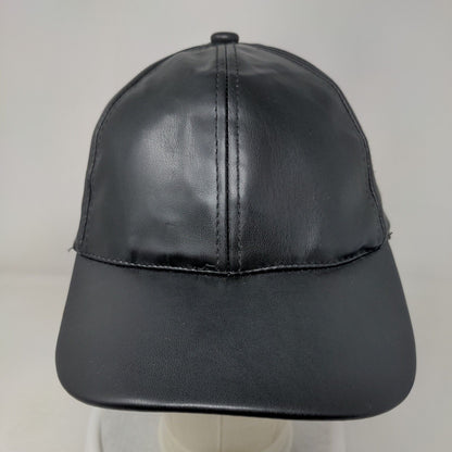 Unbranded Vegan Leather Strapback Hat Black One Size Adjustable Blank