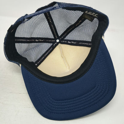 Lost Enterprises Trucker Hat Blue One Size Hola Now Get Lost Graphic Mesh