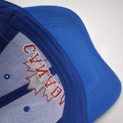 Canada Maple Leaf Strapback Hat Blue One Size Adjustable Embroidered