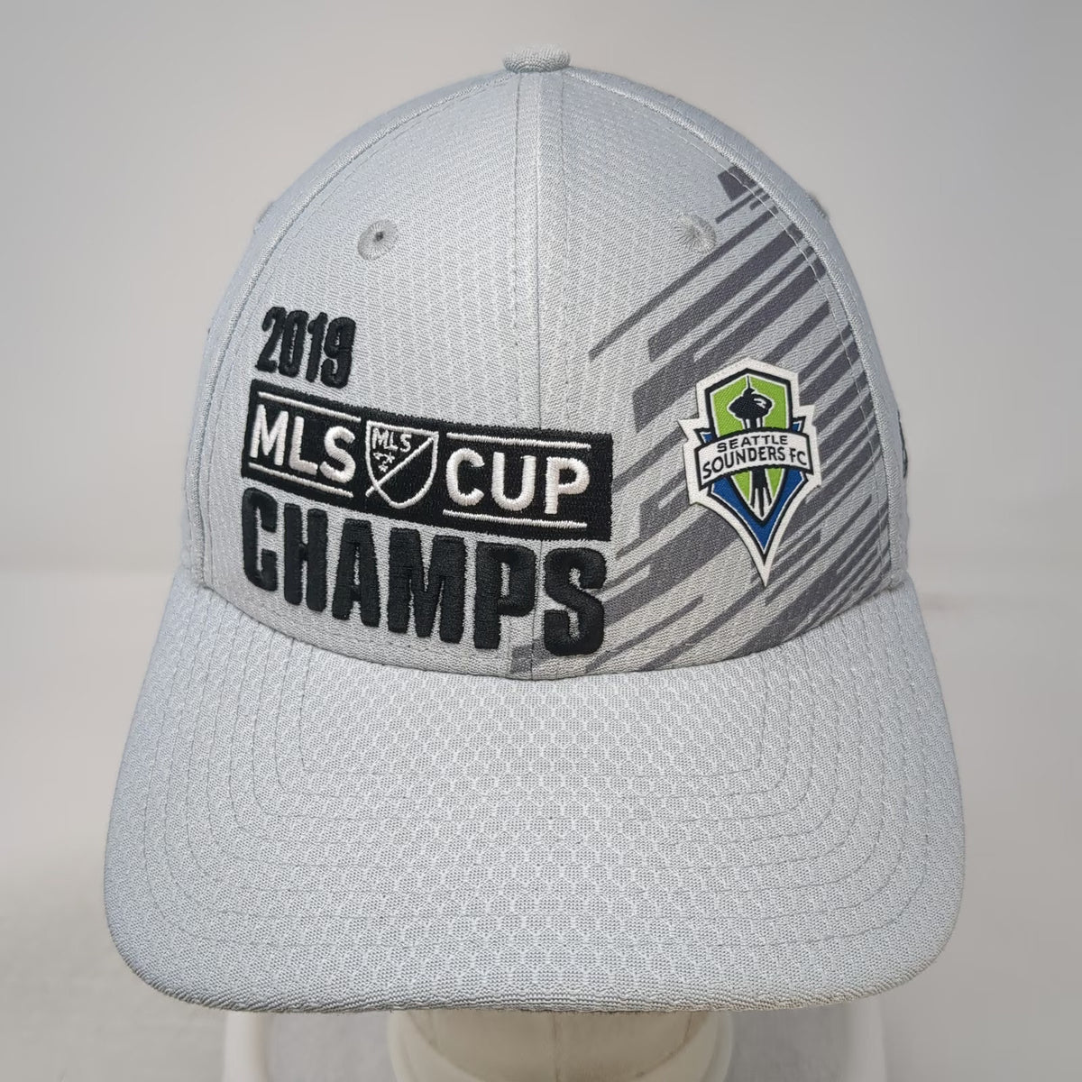 New Era Seattle Sounders FC MLS Gray OSFM Trucker Hat 2019 Cup Champions Snap
