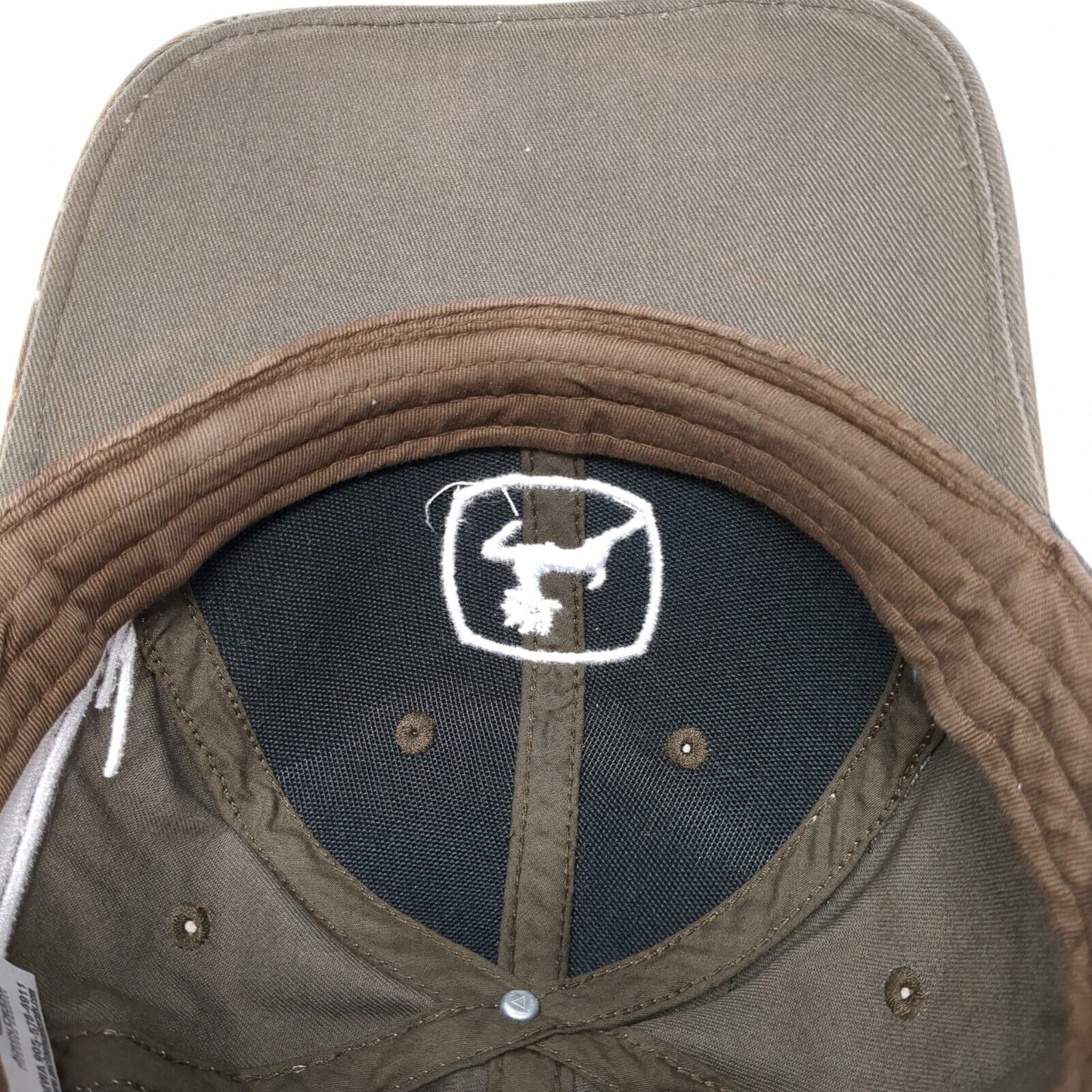 John Deere Strapback Hat Brown One Size Adjustable Embroidered 6 Panel Cotton