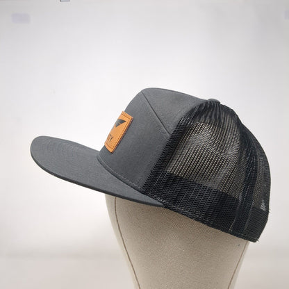 Trinity Snapback Trucker Hat Gray OSFA Mesh Back Leather Patch Richardson