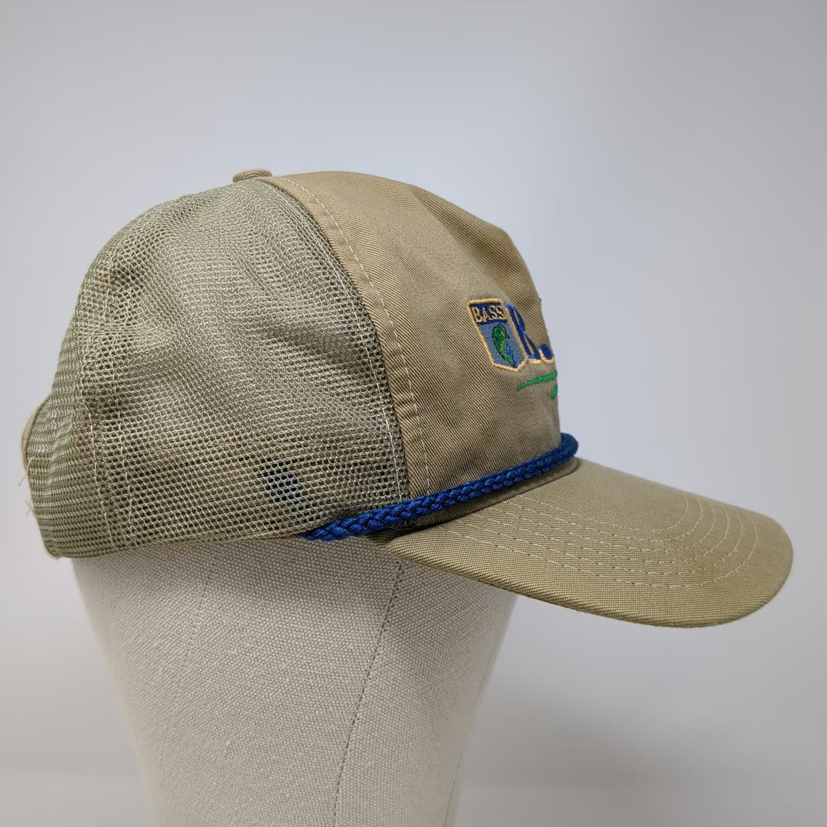 AB B.A.S.S. Trucker Hat Brown Vintage Mesh Back Rope Snapback Fishing USA Hat