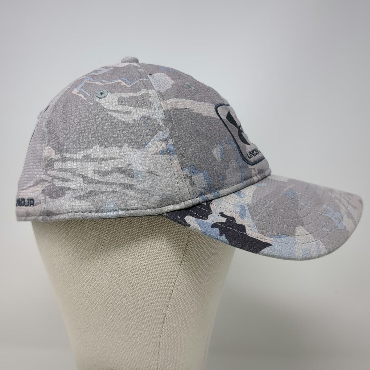 Under Armour Baseball Cap Gray Camo Fitted L Performance Logo Patch Flex Hat