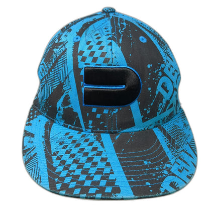 Flexfit Baseball Cap Blue XL Dew Tour All Over Print Graphic Stretch Fit Hat