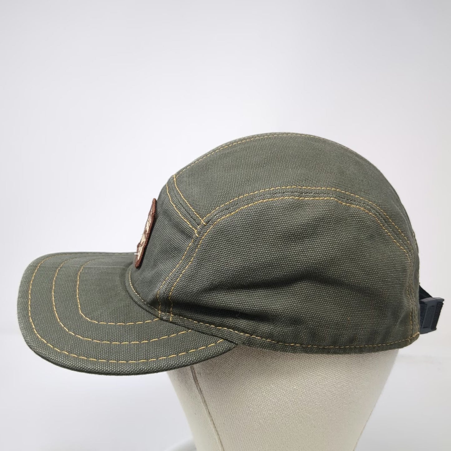 Ape & Bird 5 Panel Green Hat OS Strapback Canvas Contrast Stitch Made in USA
