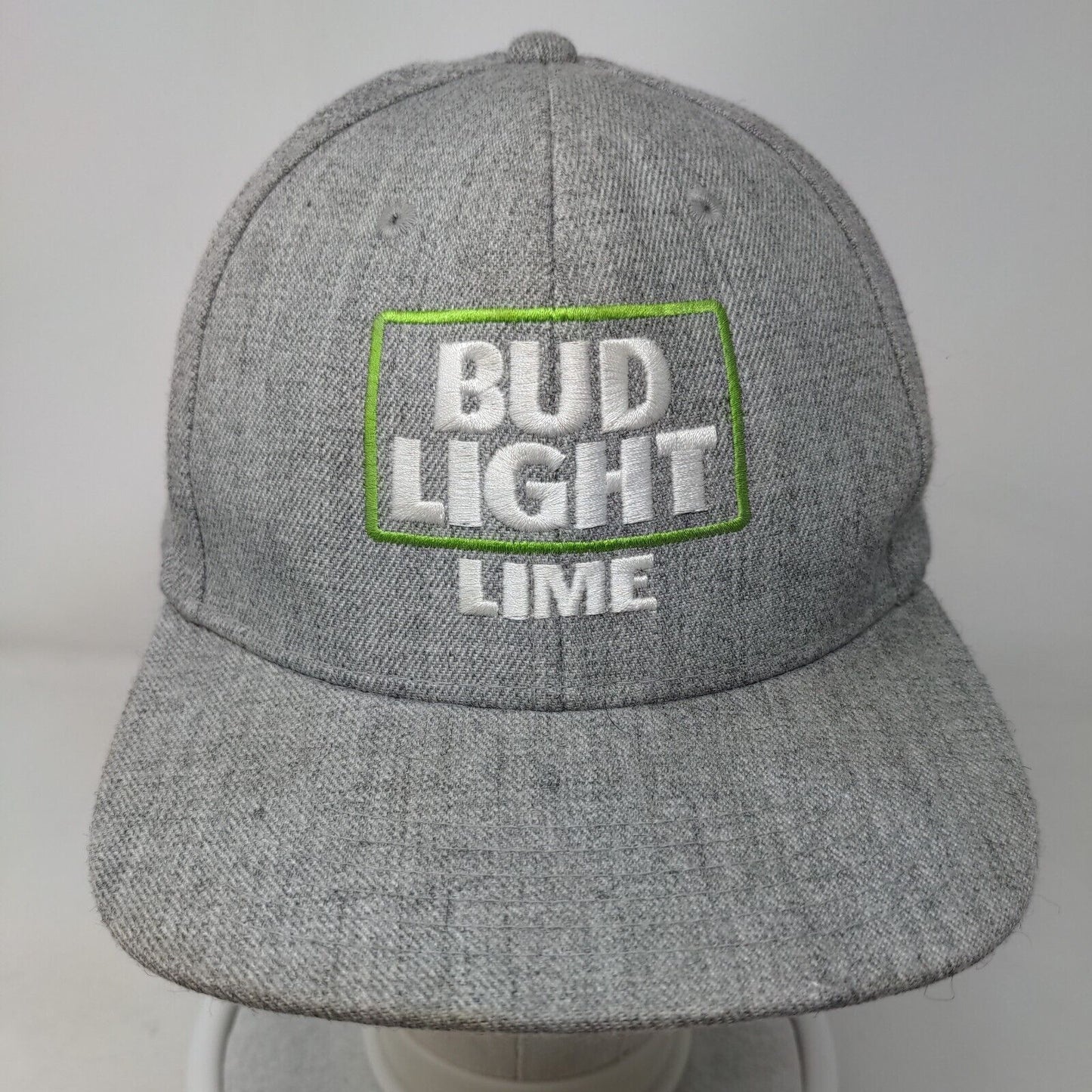 Bud Light Lime Snapback Hat Gray OSFM Adjustable Embroidered Quake City Caps