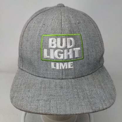 Bud Light Lime Snapback Hat Gray OSFM Adjustable Embroidered Quake City Caps