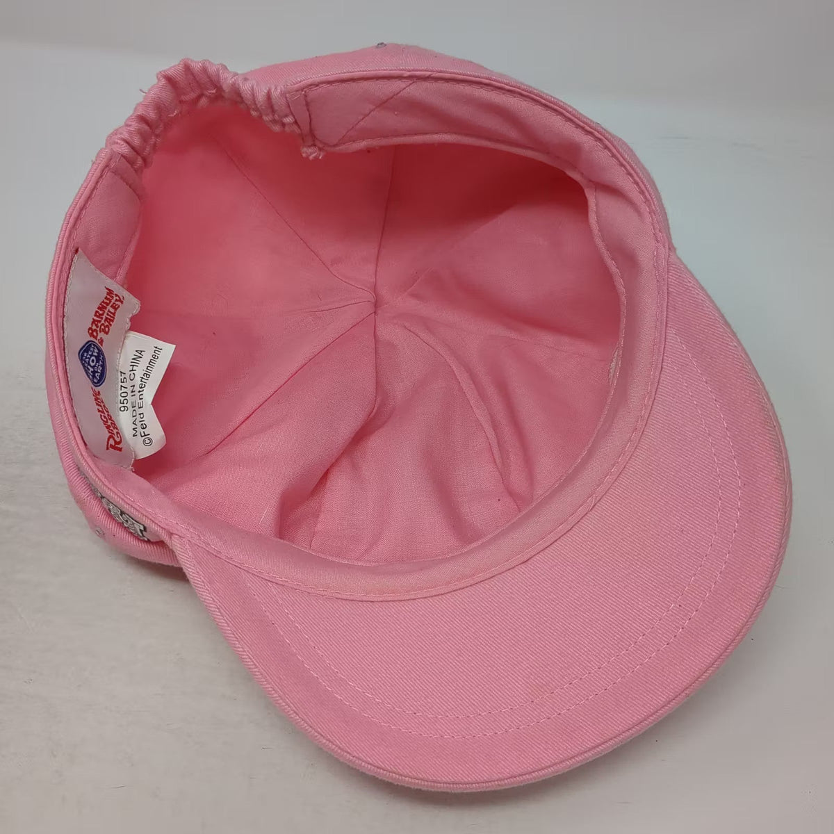Ringling Bros Pink Army Cap Hat OS Rhinestones RBBB Sparkle Jeweled Logo Twill