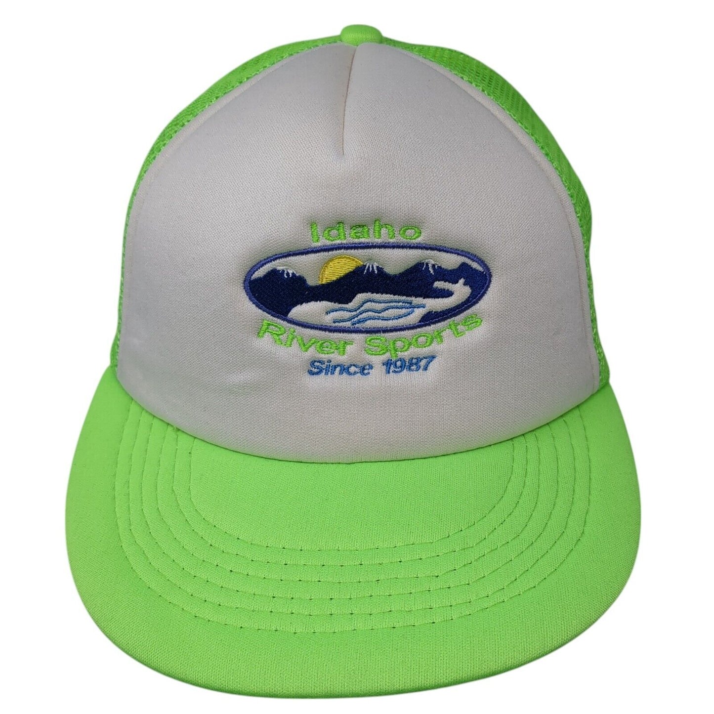 Idaho River Sports 1987 Snapback Trucker Hat Green One Size Mesh Back