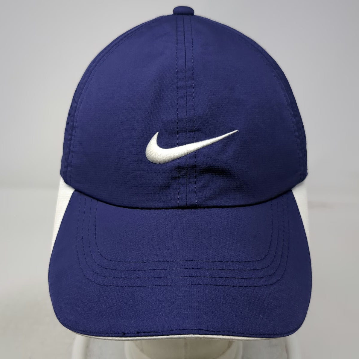 Nike Baseball Cap Blue One Size Swoosh Perforated Mesh Adjustable Golf hat