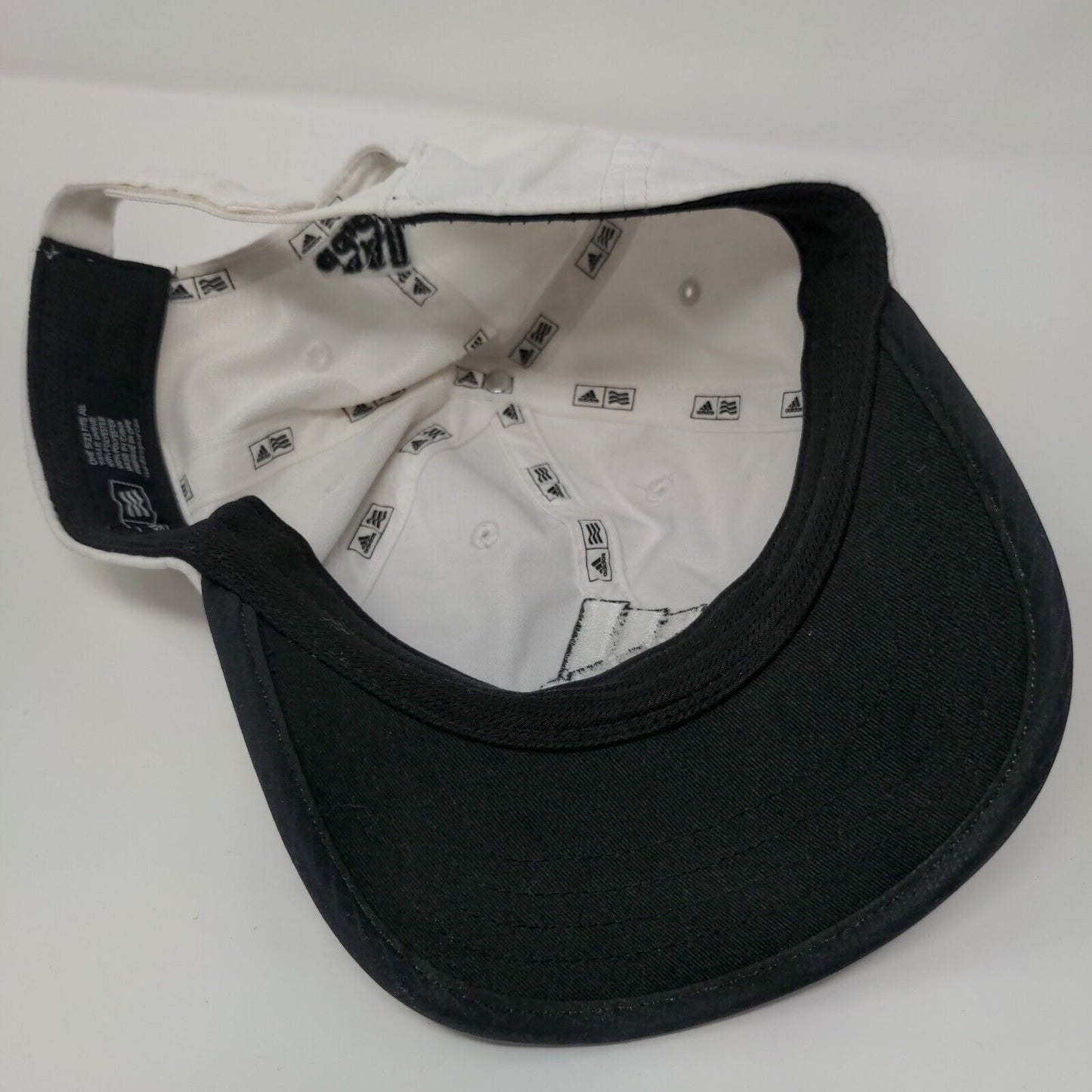 Adidas 3 Stripes Strapback Hat White OSFA Embroidered Black Trim