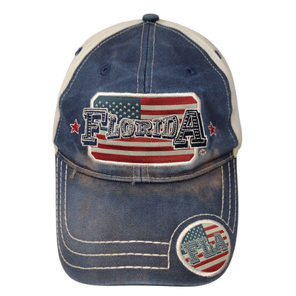 Florida Strapback Hat Multi OSFA Embroidered American Flag 6 Panel