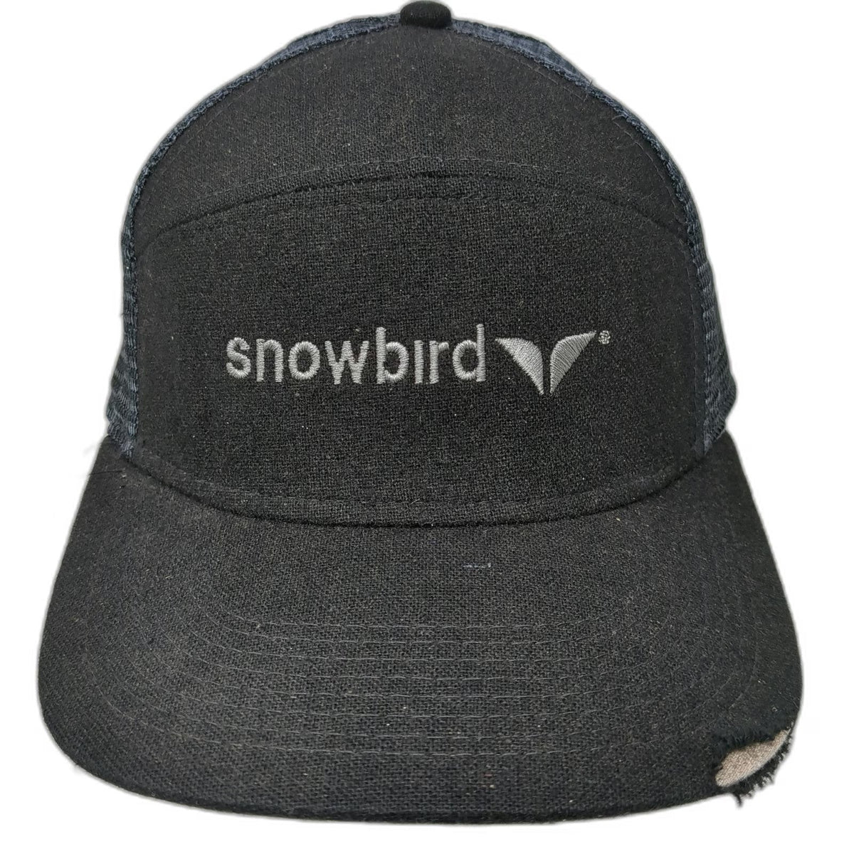 Snowbird Trucker Hat Black One Size 5 Panel Mesh Snapback Ski Resort Utah Logo