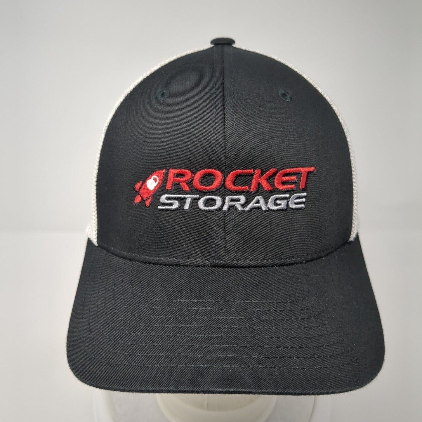 Rocket Storage Fitted Trucker Hat Black L/XL Flexfit Mesh Back Port Authority