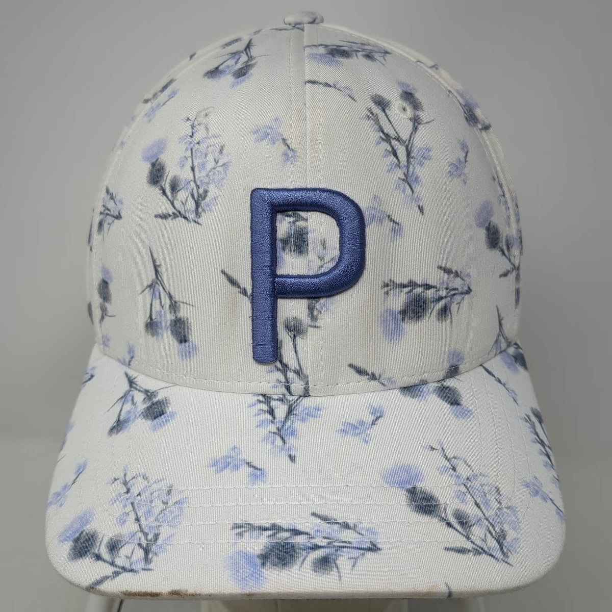 Puma Snapback Hat White Blue One Size Floral Thistle Golf P Logo 110 Cap